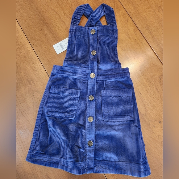 J Crew Crewcuts Girls Corduroy Jumper Pinafore Dress Blue Size 5 - Picture 1 of 3